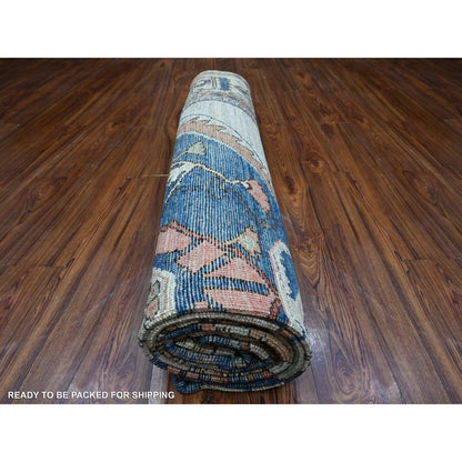 8'10"X11'9" Chrome Gray Turkish Village Motifs Hand Knotted Oriental Rug