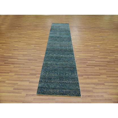 2'6"X10'1" Green Hand Knotted Kohinoor Herrita 100% Wool Oriental Rug