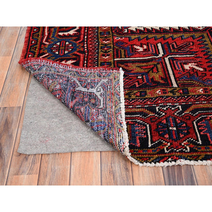 7'8"X11' Carmine Red Vintage Zoroastrian Heris Pure Wool Hand Knotted Rug