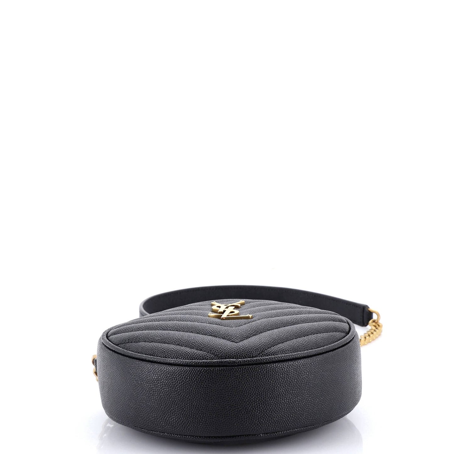 Saint Laurent Vinyle Round Camera Bag Matelasse Chevron Leather