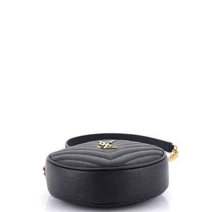 Saint Laurent Vinyle Round Camera Bag Matelasse Chevron Leather