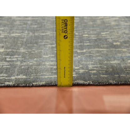 2'6"X12'6" Gray Modern Ombre Design Pure Wool Hand Knotted Runner Rug