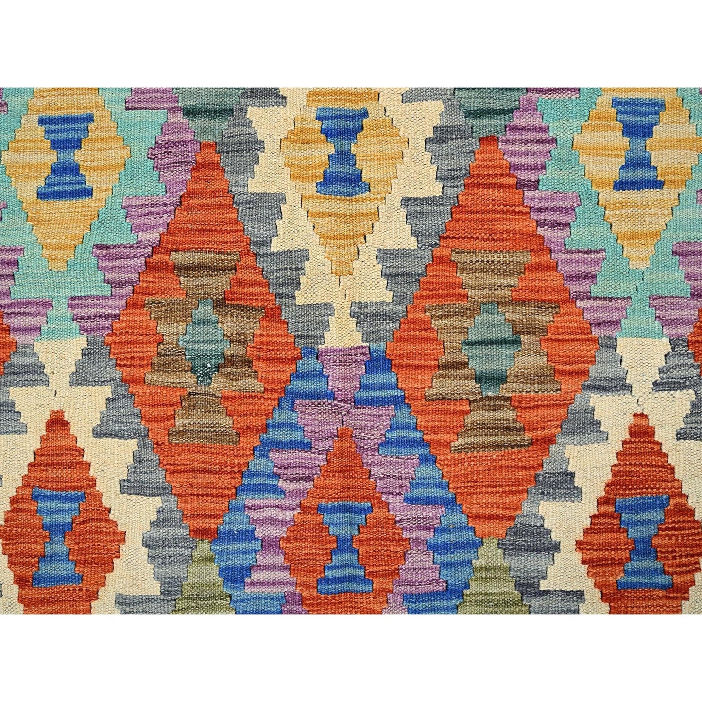 4'7"X6'2" Colorful Flat Weave Afghan Kilim 100% Wool Hand Woven Rug