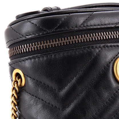 Mini Gucci GG Marmont Top Handle Vanity Chain Bag Matelasse Leather