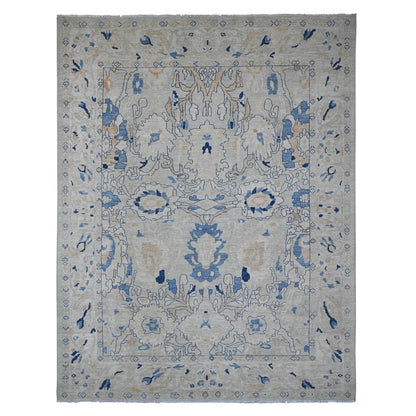 9'X11'7" Oyster Gray Ziegler Mahal Design Peshawar Hand Knotted Wool Rug