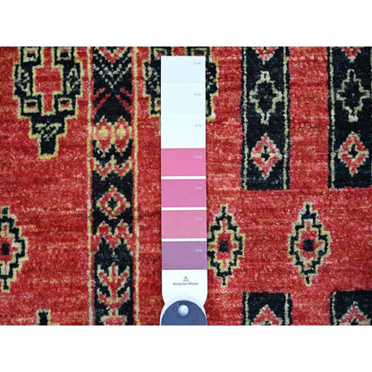 4'X9'10" Crimson Red Fine Peshawar Wool Hand Knotted Oriental Rug