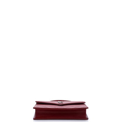 Saint Laurent Classic Monogram Wallet On Chain Matelasse Chevron Leather Small