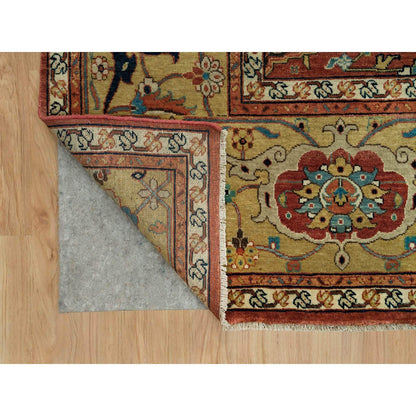 10'X10' Henna Red Antiqued Heris Hand Knotted Wool Square Oriental Rug