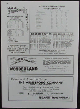 Vintage 1946 Boston Celtics Vs. Detroit Falcons