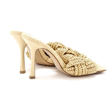 Bottega Veneta Women'S Lido Heeled Sandals Maxi Intrecciato Raffia