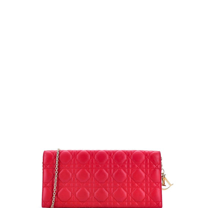 Christian Dior Lady Dior Convertible Chain Clutch Cannage Quilt Leather Long