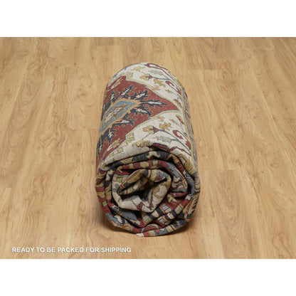 Oriental 8'8"x12' Red Hand Knotted Wool Rug Antiqued Fine Heris Revival