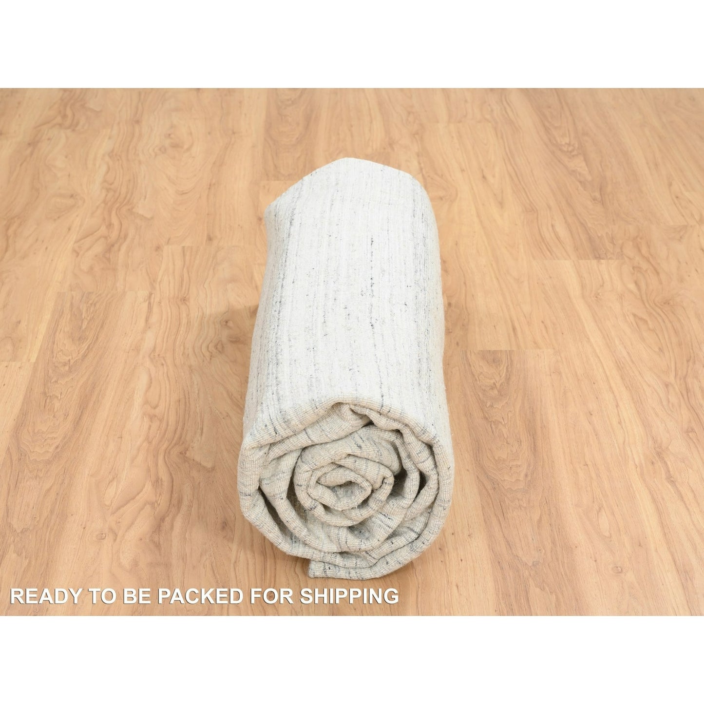 9'10"X9'10" Beige Wool Hand Loomed Modern Design Round Oriental Rug