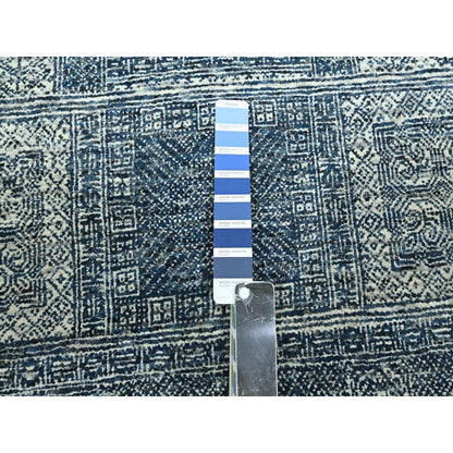 8'X10'1" Aegean Blue Garden Design Tone On Tone Hand Knotted All Wool Rug