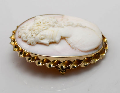 12K Yellow Gold Bezel. Large Antique Carved Cameo