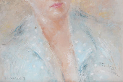 Antal Jancsek "Lady" Signed Oil Painting - Hungarian Contemporary Female Artist