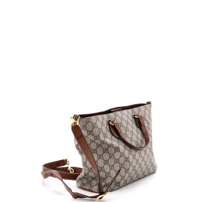 Gucci Convertible Soft Tote Gg Coated Canvas With Leather Small