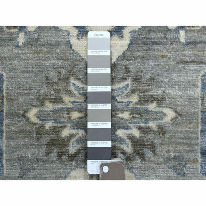 2'6"X11'6" Extra Soft Wool Hand Knotted Gray Afghan Peshawar Runner Rug