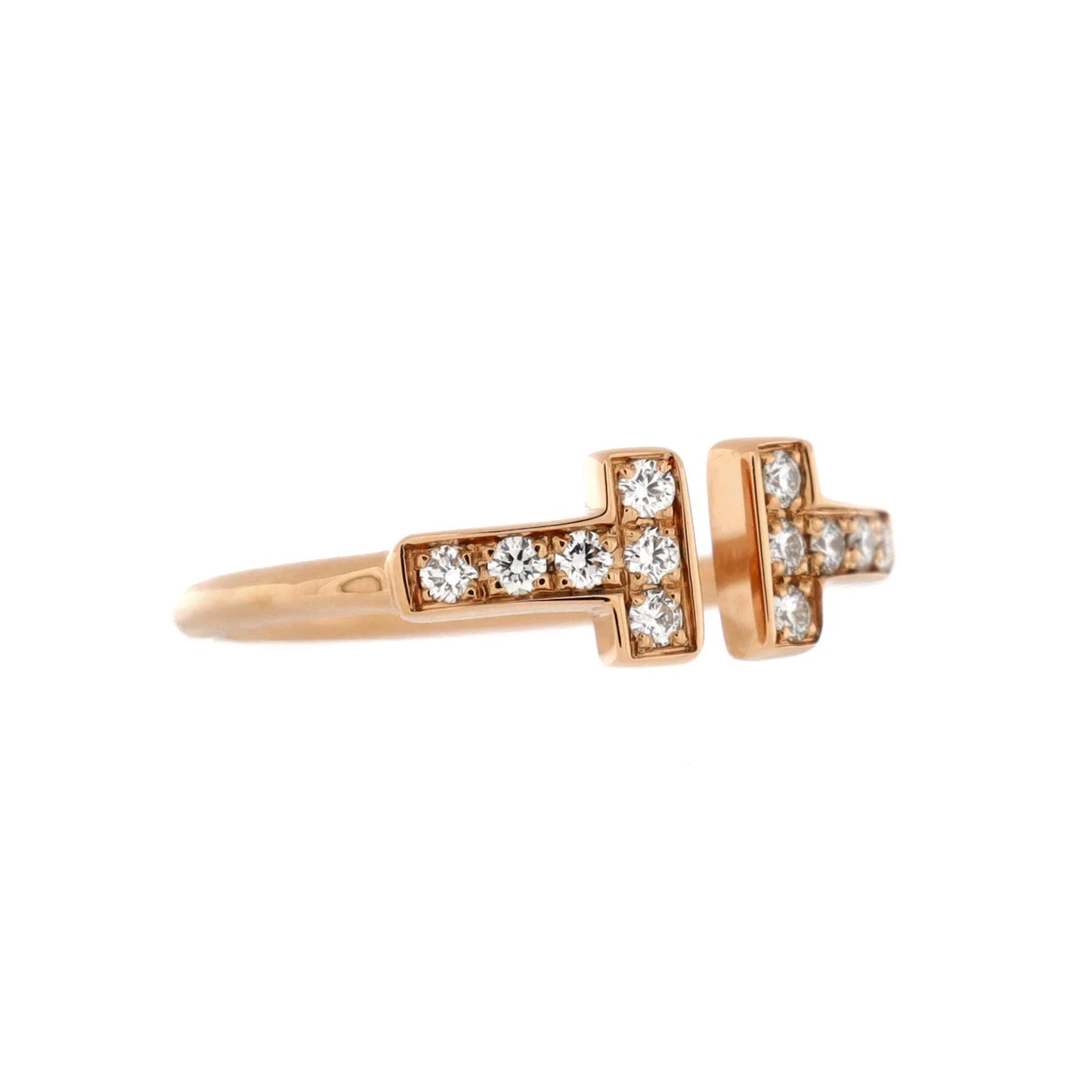 Tiffany & Co. T Wire Ring 18K Rose Gold With Diamonds