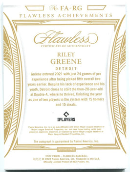 Riley Greene 2022 Panini Flawless Rookie Auto 06/20 #Fa-Rg