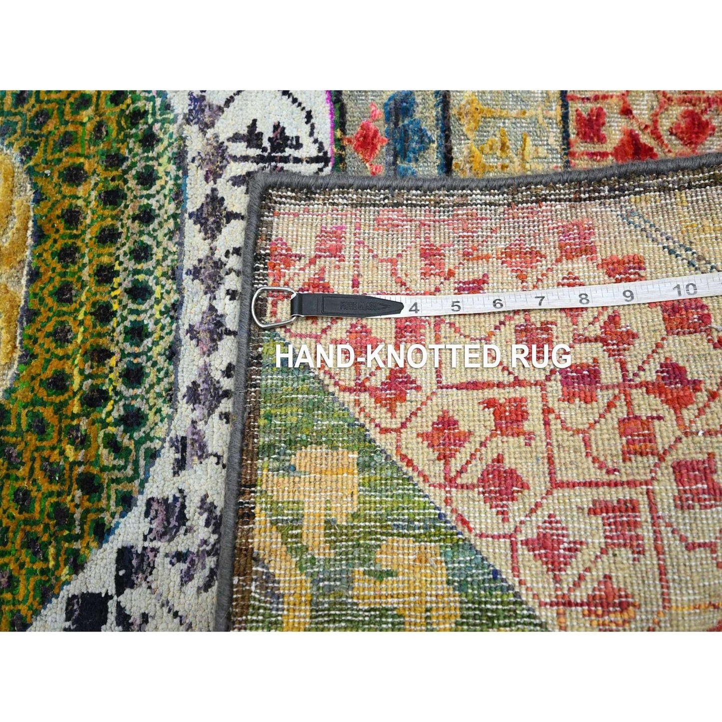 3'2"X5'2" Yellow Colorful Mamluk Design Hand Knotted Silk With Wool Rug