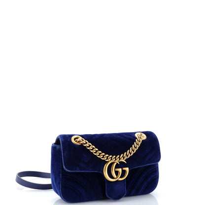 Gucci Gg Marmont Flap Bag Matelasse Velvet Mini