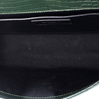 Saint Laurent Classic Monogram Tassel Crossbody Bag Crocodile Embossed Leather