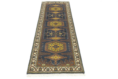 Indo-Viss Oriental Runner Rug Tribal Geometric
