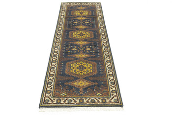 Indo-Viss Oriental Runner Rug Tribal Geometric