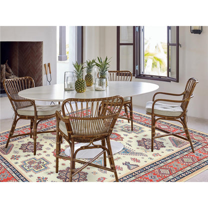 8'10"X11'9" Afghan Special Kazak Shiny Wool Hand Knotted Ivory Rug