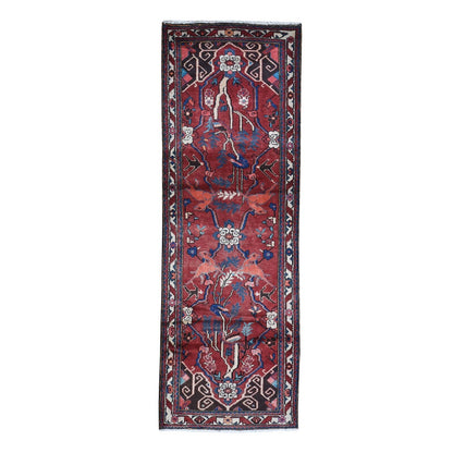3'5"X9'7" New Farsian Baktiarjoon With Deer Figurines Handmade Runner Rug