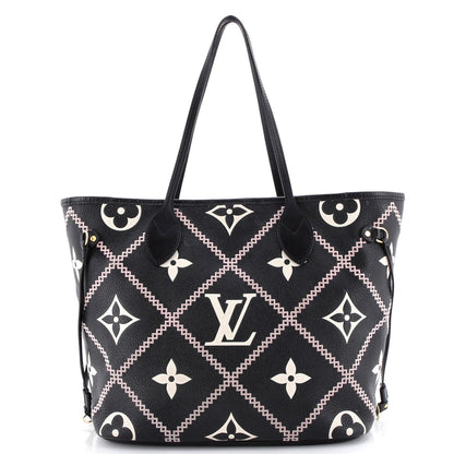 Louis Vuitton Neverfull Nm Tote Monogram Empreinte Giant Broderies Mm