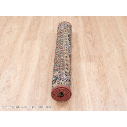 4'1"X6'1" Herati Red New Zealand Wool 250 Kpsi Hand Knotted Rug