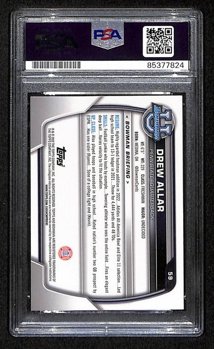 Drew Allar Penn State Signed/Auto 2022 Bowman U Chrome Card #59 Psa/Dna 193359