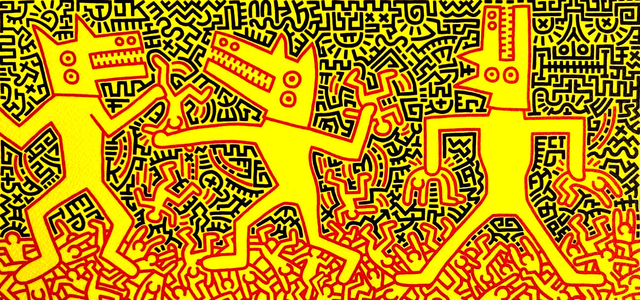 Keith Haring Lithograph From A Painting ' Coa Signed In Pen ' Hand Numbered