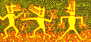 Keith Haring Lithograph From A Painting ' Coa Signed In Pen ' Hand Numbered