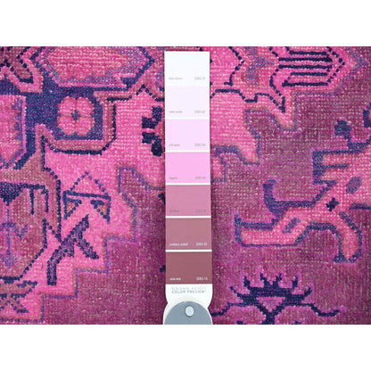 5'7"X7'9" Pink Overdyed Kazak Medallion Design, Hand Knotted Wool Rug