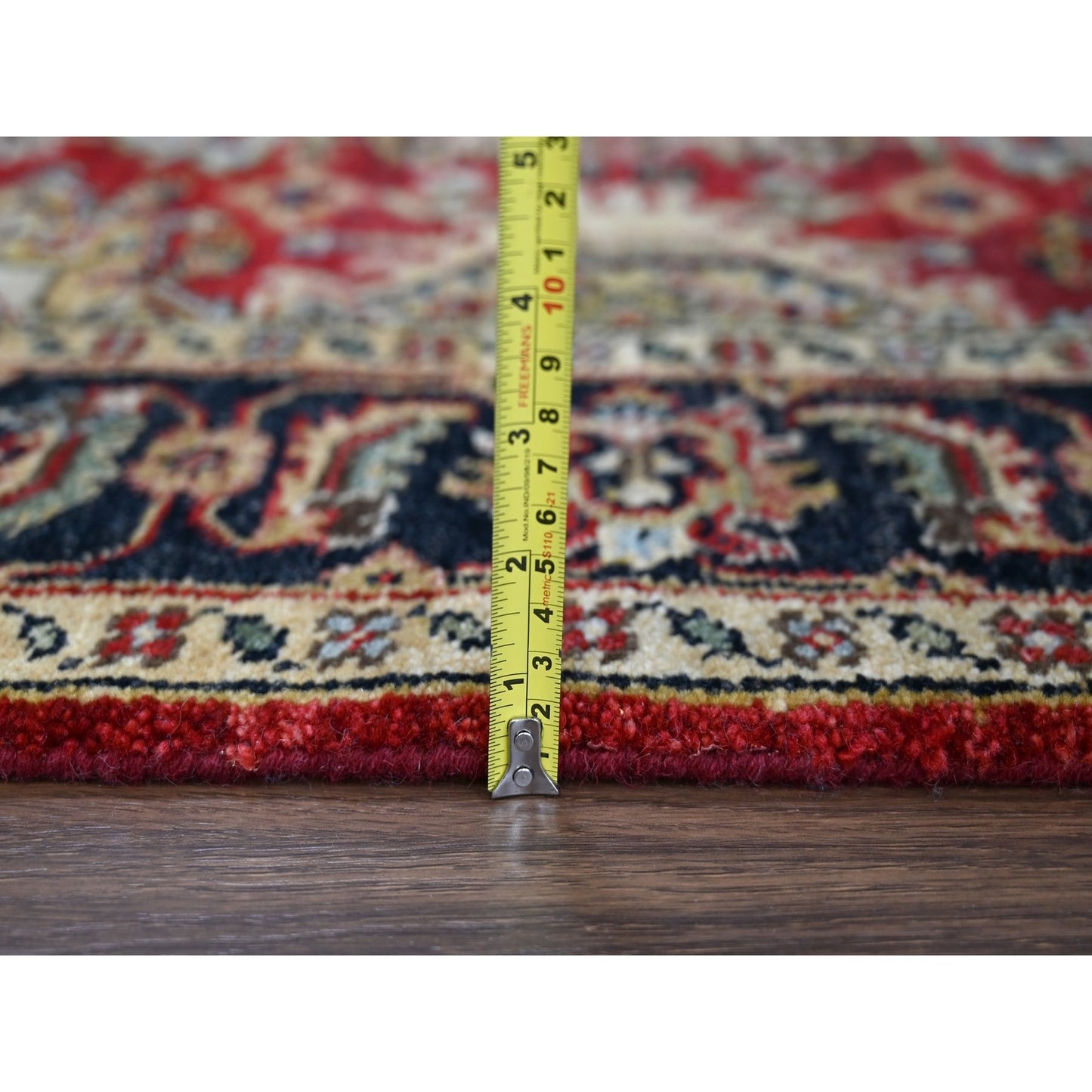 4'1"X6' Red And Black Karjihooz Design Wool Hand Knotted Oriental Rug