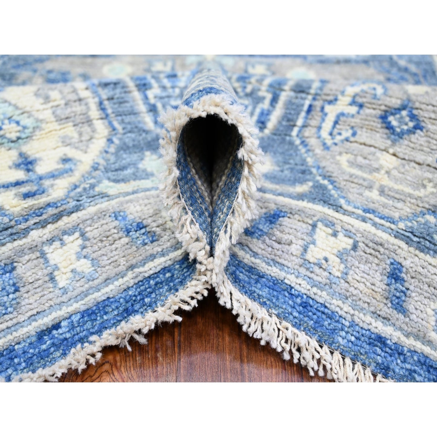 8'X10'1" Steel Blue Anatolian Village Inspired Wool Hand Knotted Rug