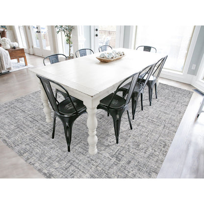 9'2"X12'3" Gray The Matrix Design Silk And Wool Hand Knotted Rug