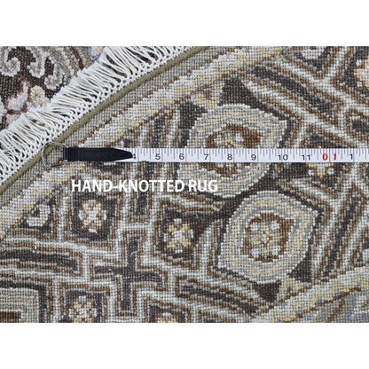 5'1"X5'1" Textured Wool And Silk Mughal Inspired Round Hand Knotted Rug
