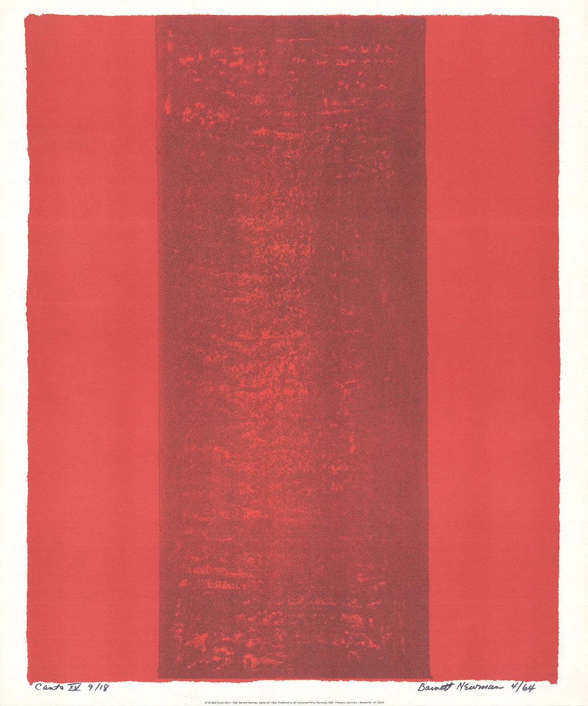 Barnett Newman Canto Xv " Poster Contemporary Red