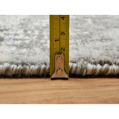 2'6"X29'9" Gray Hand Knotted Modern Undyed Natural Wool Xl Runner Rug