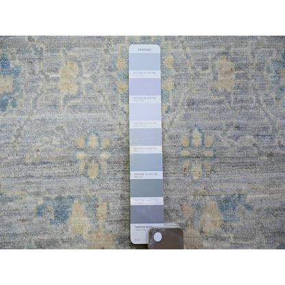 4'X10' Gray Finer Peshawar Soft Wool Hand Knotted Runner Oriental Rug