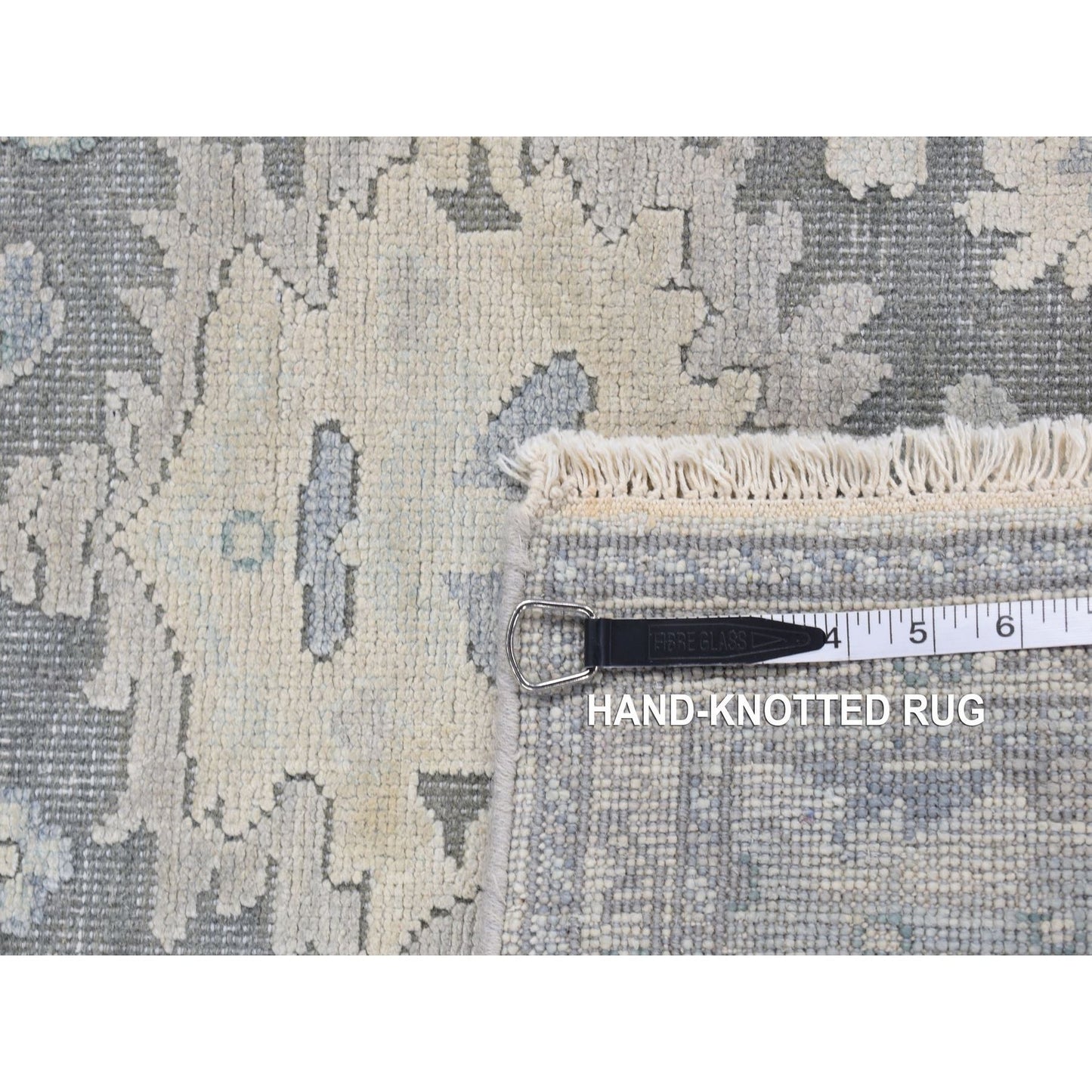 2'6"X10'2" Gray Oushak Influence Silk With Wool Hand Knotted Runner Rug