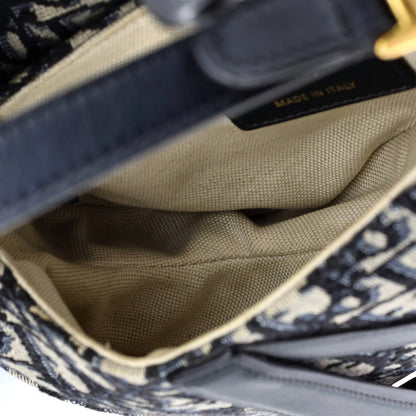 Christian Dior Saddle Handbag With Strap Oblique Canvas Mini