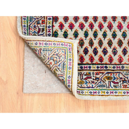 2'4"X10'2" Colorful Wool And Sari Silk Saroogh Hand Knotted Rug