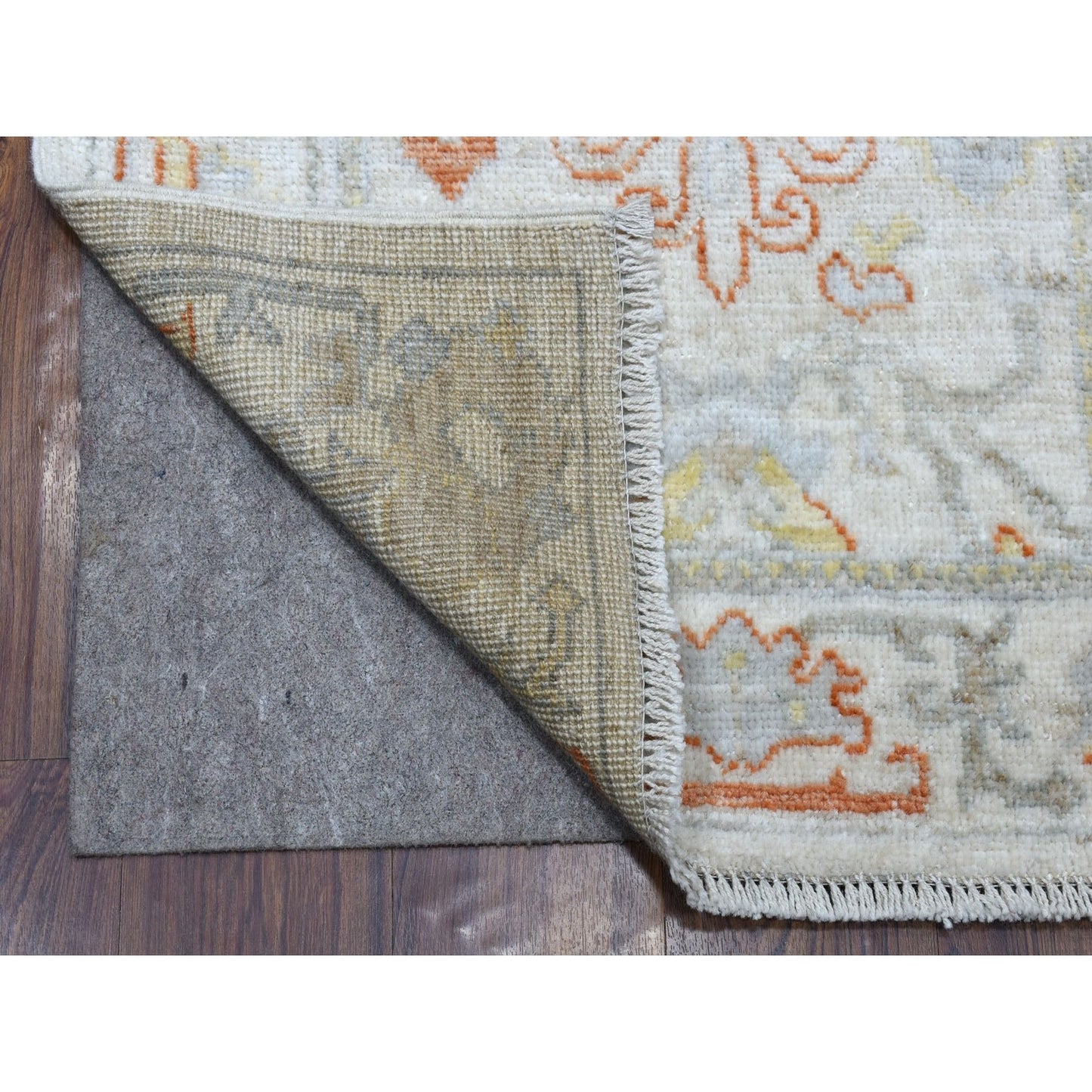 2'8"X15'8" Hand Knotted Ivory Angora Oushak Pure Wool Xl Runner Rug