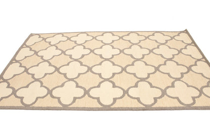 Cream Beige Trellis Style Rug Hand-Tufted Modern