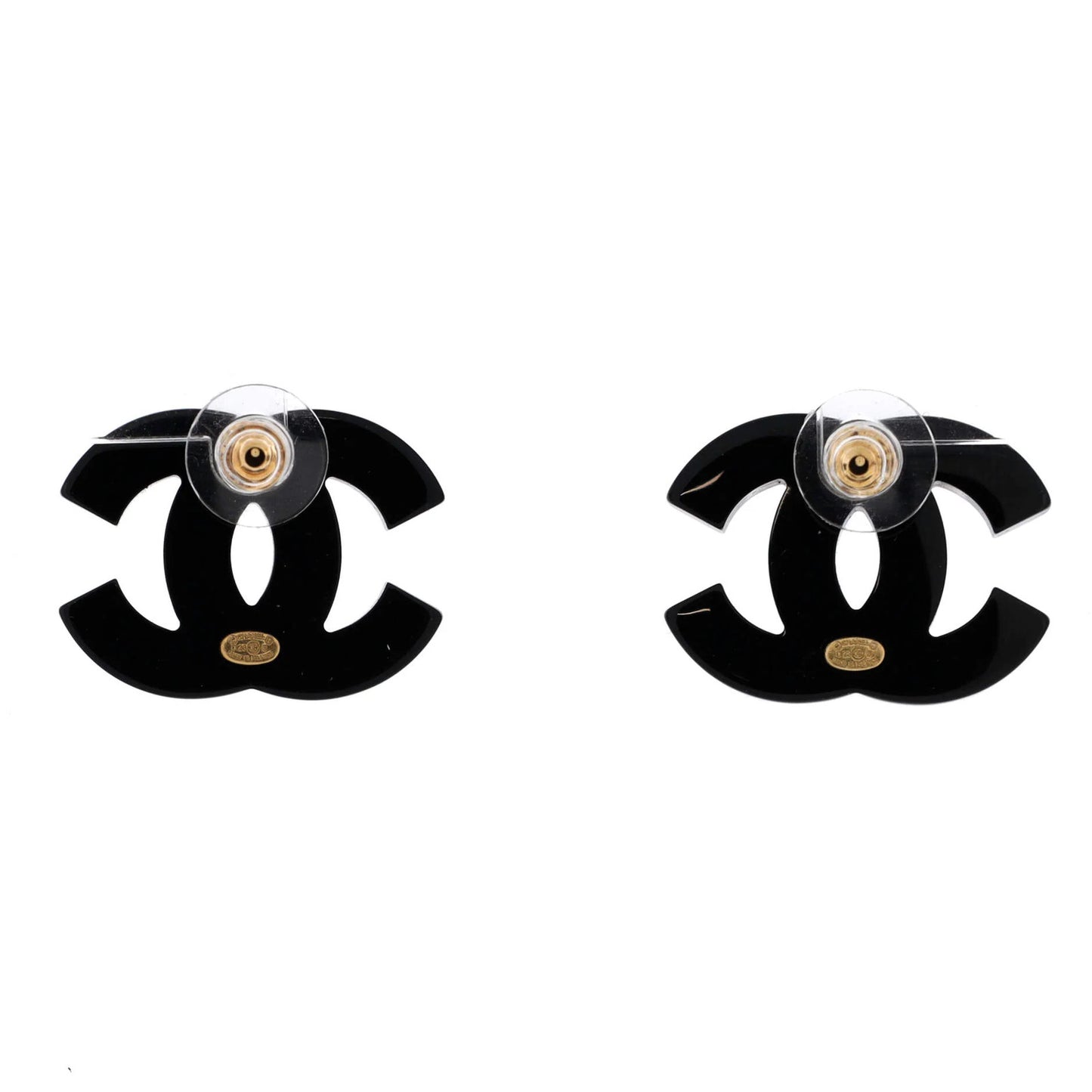 Chanel Cc No.5 Symbols Stud Earrings Resin With Metal